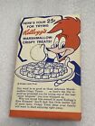 Vtg 1960’s Woody Woodpecker Kellogg’s Rice Krispies  Recipe Foldout Booklet