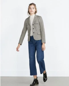 CHAQUETA BLAZER A CUADROS PATA DE GALLO ZARA Talla Mediana - Imagen 1 de 4