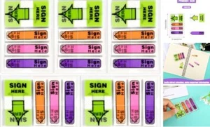 500pcs/5 Pack Sign Here Tabs Post It Flags, Fluorescent Sign Here Arrow  - Picture 1 of 8