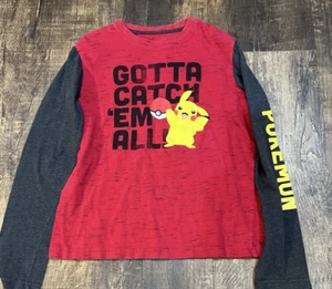 Youth XL Pokemon Pikachu Shirt Raglan Baseball 2017 Gotta Catch Em All Boy Girl - Picture 1 of 7