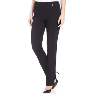 /LX021/ JM Collection tudded Pull-On Slim Leg Pants Black Sz PM - Picture 1 of 1