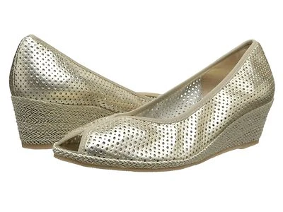 SESTO MEUCCI Leather SHOES Size: 11 (US) New SHIP FREE Soft Gold Nappa Wedges - Image 1 of 4
