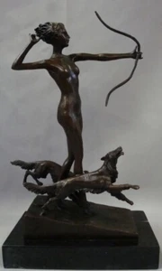 Estatua Perro Diana Cazadora Desnudo Art Deco Estilo Art Nouveau Estilo Bronce s - Photo 1/8