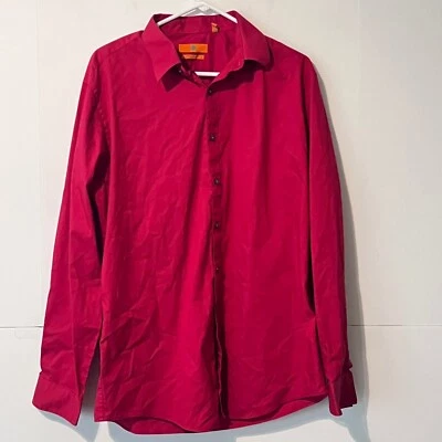 Egara Mens Dress Shirt Size 16.5 Red Extra Slim Fit Long Sleeve Button Up - Image 1 of 4
