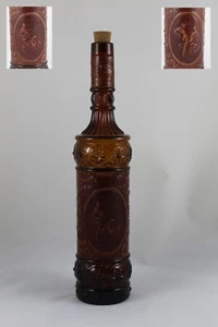 Flasche von / Aus Glas Amber Mit Leder Prägung Und Dekore Taurinas Und Flämische - Bild 1 von 5