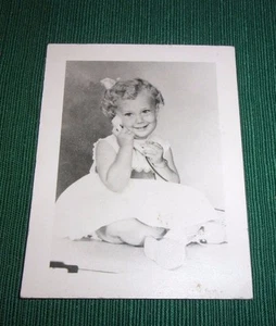 August 12, 1959 B&W Photo Of Child With Telephone - Adorable Shot, 2.75" x 3.75" - Picture 1 of 2