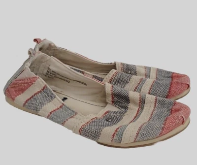 Mad Love Lydia Red Blue Beige Striped Canvas Slip On Shoes Flats 7US - Image 1 of 4