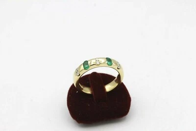 Damen Ring 18k Gelbgold 2 Smaragd & 6 Brillanten ca. 0,18ct. Gr. 54 6,25g - Bild 1 von 4