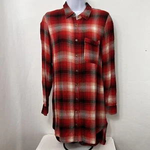 Cato Sleeping Shirt Women's Small Button Down Long Sleeve Red Plaid Nightgown - Picture 1 of 11