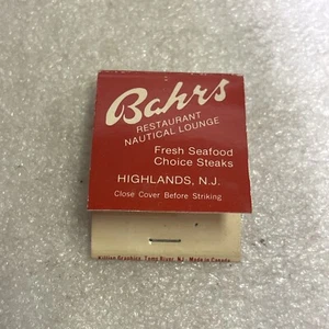 Vintage Matchbook Bahrs Restaurant Nautical Lounge Highlands NJ Matches Unstruck - Picture 1 of 7