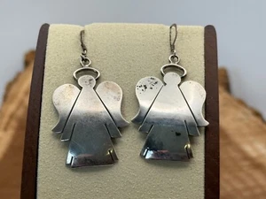 Vintage Marian Nez Navajo Sterling Silver Angel Dangle Drop Earrings--823.25 - Picture 1 of 5