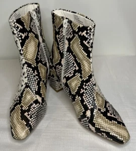 Coconuts Snake Print Ankle Boots by Matisse Spirit Zipper Cocoa Pointed 6.5M NEW - Picture 1 of 12