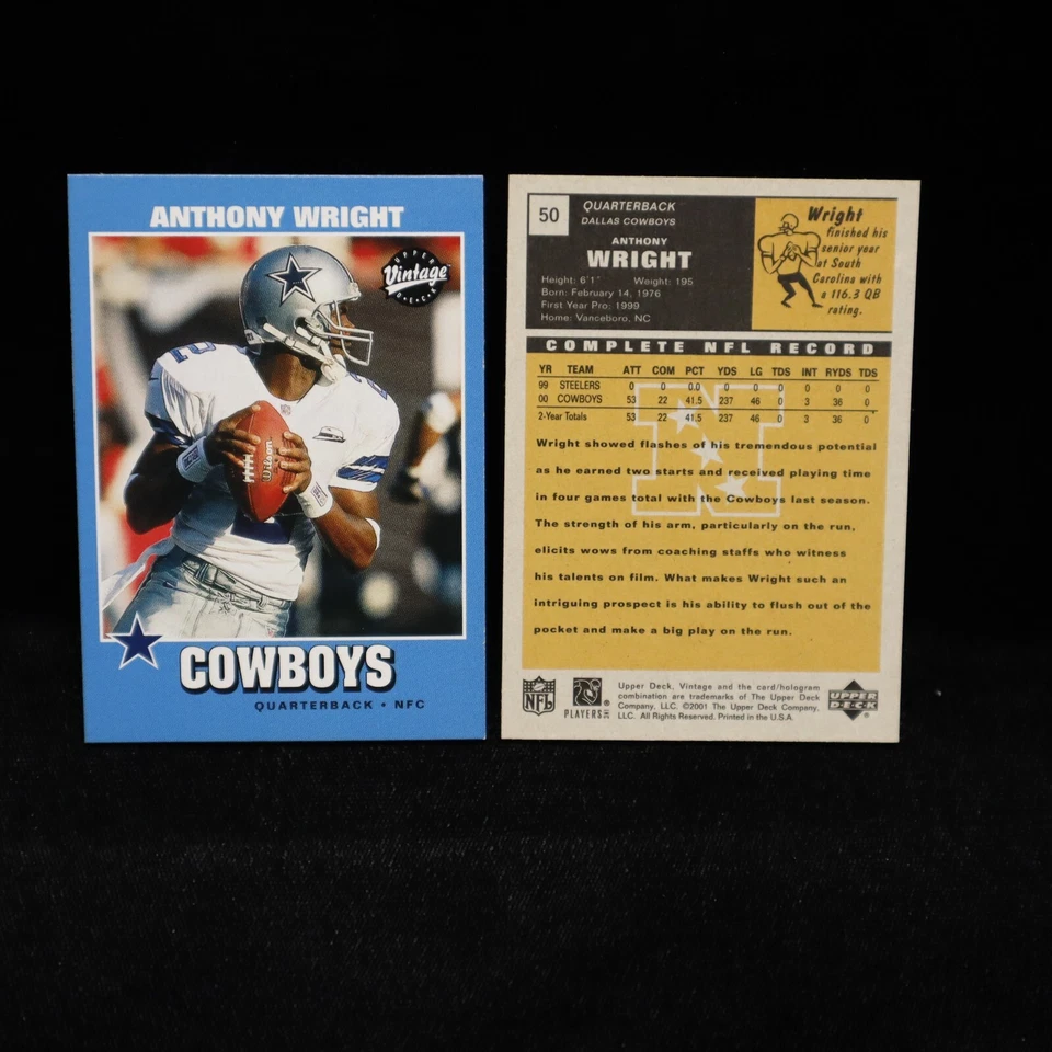 2001 Anthony Wright  Dallas Cowboys Vintage Upper Deck #50 - Image 1 of 1