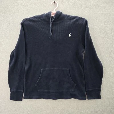 Polo Ralph Lauren Women Sweatshirt L Blue Waffle Knit Logo Pocket Pullover - Image 1 of 4