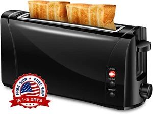 Tostadora de ranuras largas funciones de recalentar descongelar y cancelar NUEVO - Picture 1 of 8