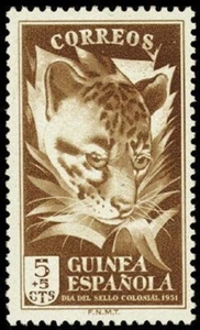 SPANISH GUINEA -1951- Small-spotted Genet - Stamp Day 1951 - Semi-Postal  #B16 - Picture 1 of 1