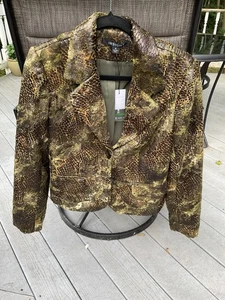 Insight Green Snake Skin Blazer NWT 8 - Picture 1 of 7