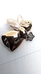Liz Claiborne Engel mit Zauberstab Emaille Flügel Gold und Silber Brosche - Bild 1 von 10
