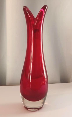 Whitefriars Glass Geoffrey Baxter Designed 9556 Ruby Red Glass Cased Beak Vase - image 1 of 4
