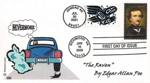 Happy Halloween - Edgar Allan Poe & Raven doppio FDC - McIntosh Cachets - Foto 1 di 1