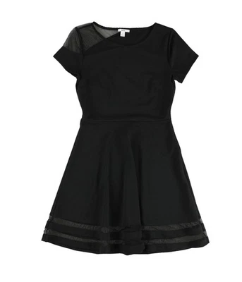 Vestido ajustado y acampanado de malla bar III para mujer, negro, L Foto 1 de 2