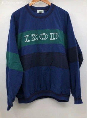 IZOD Blue Embroidered Logo Nylon Pullover Windbreaker Vintage - Size L - Image 1 of 4