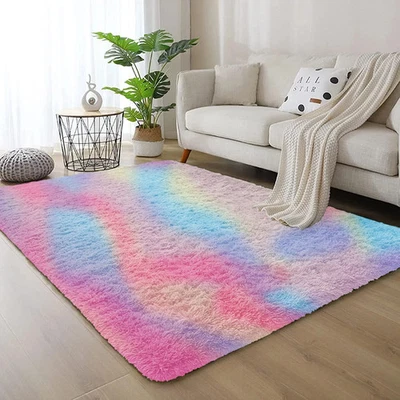 Shaggy Fluffy Area Rug Anti Skid Living Room Bedroom Carpet Ultra Soft Floor Mat - Image 1 of 4