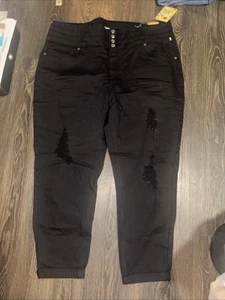 Jeans donna Hybrid & Company nero elasticizzato effetto invecchiato taglie forti 24 - Foto 1 di 3