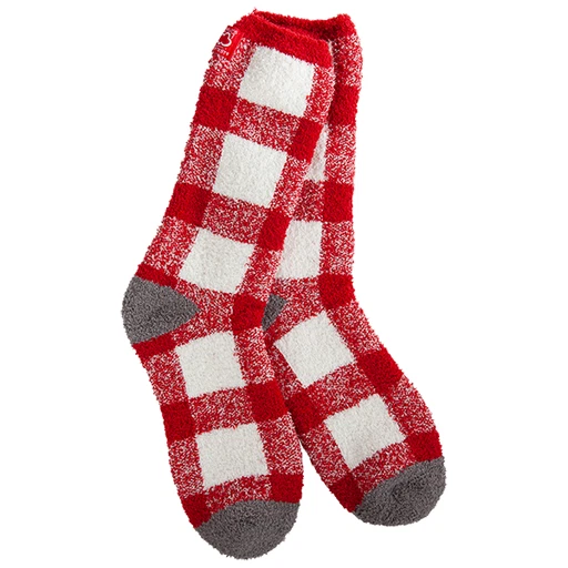 World's Softest - Team Cozy Plaid Crew - Crimson/White/Grey - Image 1 of 1