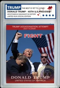 Tarjeta de intento de asesinato Donald Trump 'Lucha' refractor losa 45h presidente de Estados Unidos - Imagen 1 de 1