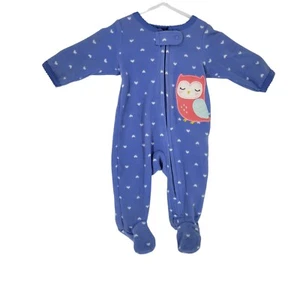 Carters Newborn Baby Unisex Heart Print Fleece Owl Graphic Footie Pajama - Picture 1 of 4