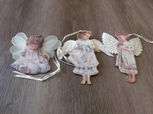 COLLECTIBLE BRADFORD 3 CHRISMTAS ANGELS ORNAMENTS - Picture 1 of 2