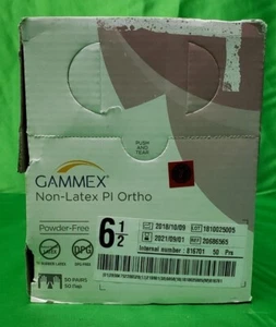 50-Pairs Ansell GAMMEX Non LATEX Pl Surgical Gloves Size 6 1/2 Powder Free - Picture 1 of 3