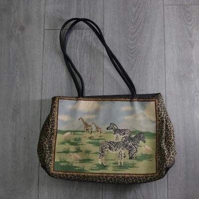 Bolso de Mano St Johns Bay Marrón Nylon Animales de la Selva Cartera con Cuentas Bolso de Hombro Foto 1 de 4