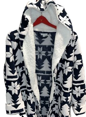 VERA BRADLEY 雪花 ROBE 柔软舒适提花 FLEECE Star Intarsia 89 美元,无皮带 — 第 1/4 张图片