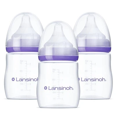 Lansinoh Anti-Colic Baby Bottles Breastfeeding Babies 5 Ounces 3 Count Slow Bx-1 - Image 1 of 4