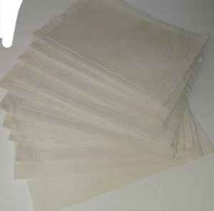 Manteles individuales plisados a rayas tono lino x12 mezcla de algodón clásicos versátiles - Imagen 1 de 5