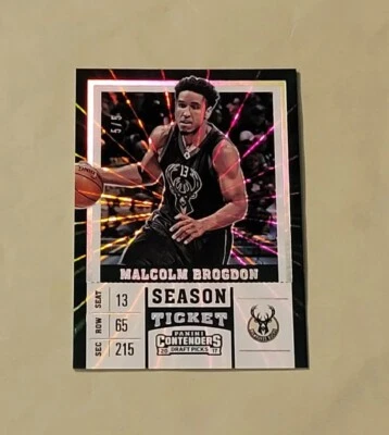 2017 Contenders Draft Picks MALCOLM BROGDON SEASON TICKET HYPER PLAID SSP # 5/5 - Image 1 of 2