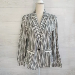 NWT Maurice’s - Ivory & navy striped linen blend blazer, M - Picture 1 of 5