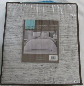 Urban Habitat Completa Reina Cubierta Edredón Juego Gris Espacio Teñido Algodón Camiseta Nueva #7613 - Imagen 1 de 10