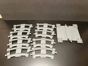 LEGO DUPLO Train Track Pieces Thomas Gray 8 Curved 1 Intersection Auto Crossing - Picture 1 of 3