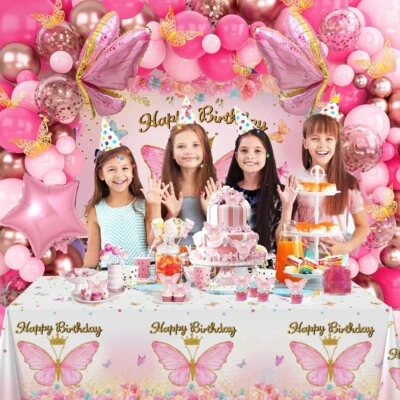Conjunto Decoración Cumpleaños Mariposa para Niñas Conjunto Decoración Cumpleaños-Rosa Foto 1 de 4