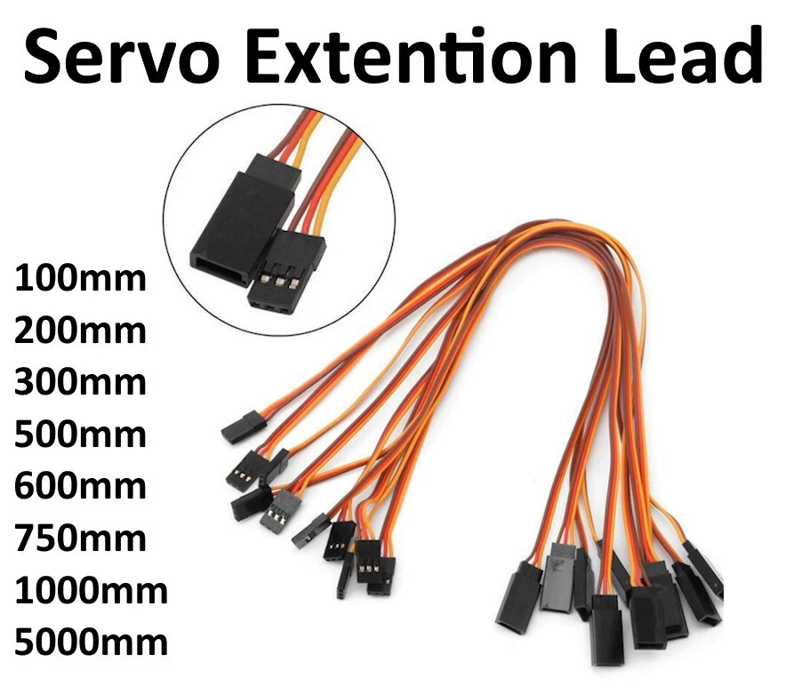 Servo Extension Leads Cables Wires Futaba JR Hitec RX Receiver FBL GYRO LOGIC-RC - Image 1 of 1