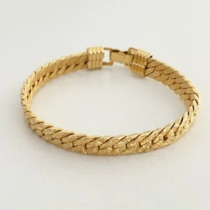 Vintage goldfarben Diamantschliff Nugget Design Kette Gliederarmband 7" - Bild 1 von 6