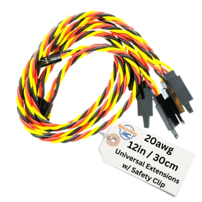 BackBayRC - 12in 20awg Universal (JR Futaba Compatible) Servo Extensions w/ Clip - Image 1 of 3