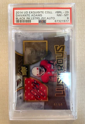 2014 UD Davante Adams Lustrous RC Signature RELIC Autograph Numbered #4/75 PSA - Image 1 of 3