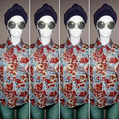 Camisa vintage floral de otoño de manga larga. Talla 10. Foto 1 de 4