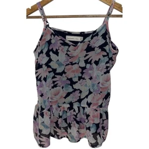 Camiseta sin mangas Abercrombie and Fitch Peplum floral para mujer talla XS Y2K rosa azul - Imagen 1 de 11