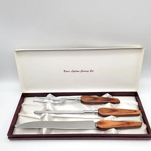 Kitchen Carving Set Stainless Steel Burns Wooden Handle England Carving Fork Hon - Picture 1 of 15