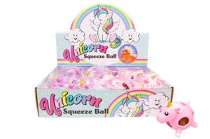 12 x Quetschball Anti Streß Ball Einhorn im Verkaufsdisplay , Sonderposten - Bild 1 von 3
